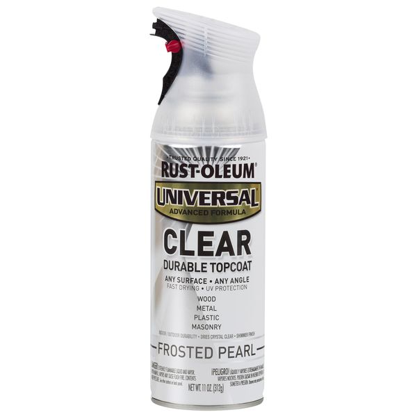 Rust-Oleum 302155 Universal All Surface Clear Topcoat Spray, 11 oz, Frosted Pearl Clear