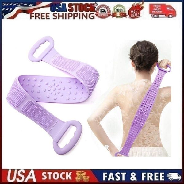 SheMarie Silicone Body Sponge Scrubber Extended Bath Towel Brush for Back & Skin