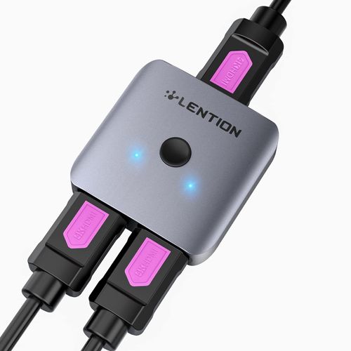 LENTION HDMI Switch 4K@60Hz,Hdmi Splitter,Bi-Directional HDMI Switcher,3-HDMI Switch Adapter with LED Indicator,2 Input 1 Output HDMI AB Switch,Compatible Xbox PS5/4/3 TV Box Fire Stick Roku(S32)