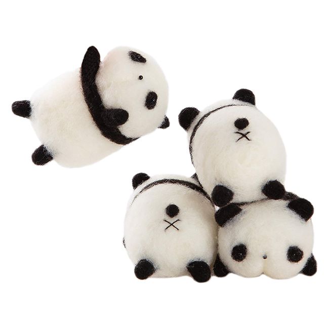 Hamanaka H441-554 Wool Felt Kit, Easy & Cute, Cute, First Aclaine, Butt Face, Panda