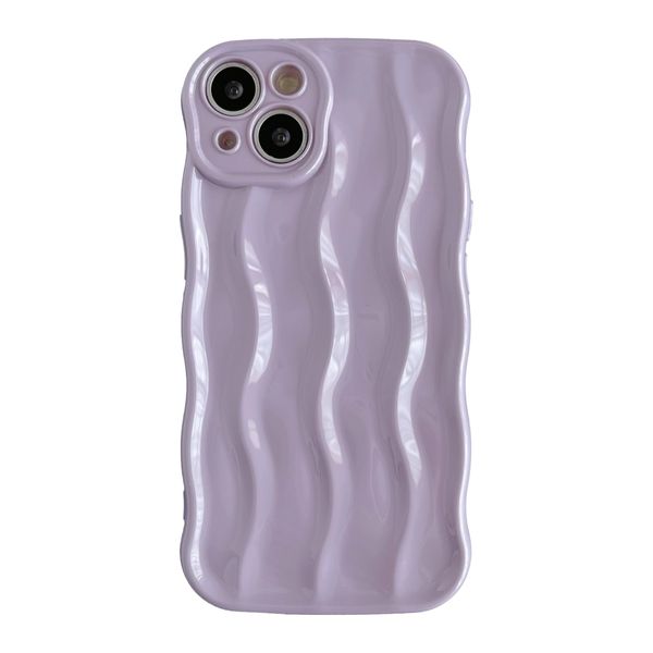 Caseative for iPhone 13 Case,Water Ripple Pattern Curly Wave Frame Soft Phone Case (LPurple)