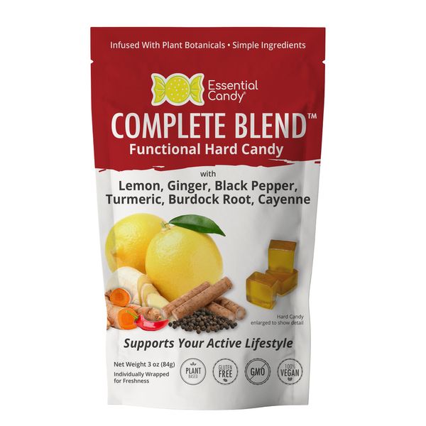 Complete Blend™ Functional Hard Candy, Organic Lemon, Ginger, Black Pepper, Turmeric, Burdock Root, Cayenne, Gluten-Free, Non-GMO, Vegan