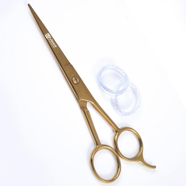 Macs Professional Hair Cutting Scissors,6.5 Inch Hairdressing Scissor, Premium Stainless Steel Razor with Sharp Edge Blade & Salon Scissors, for Men, Women, Barber, Kids, Adults, (Gold Titanium)