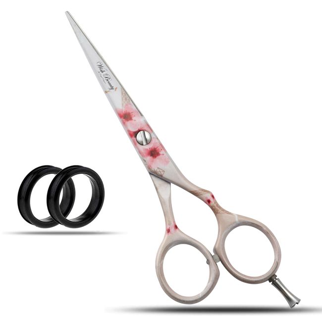 Wishbeauty Pre-Style Magic White Hair Scissors 5.5 Inches Offset Design Forged Special German Steel, Hair Cutting Scissors Shears, Barber Hairdressing Scissor Salon Razor Edge (Magic White)