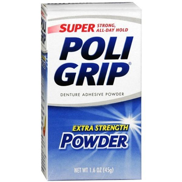 Super PoliGrip Denture Adhesive Powder 1.6 oz (Pack of 3)