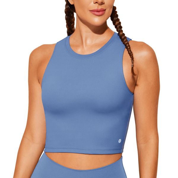 Natural Feelings Sports Bras for Women Removable Padded Yoga Tank Tops Sleeveless Fitness Workout Running Crop Tops Ink Blue