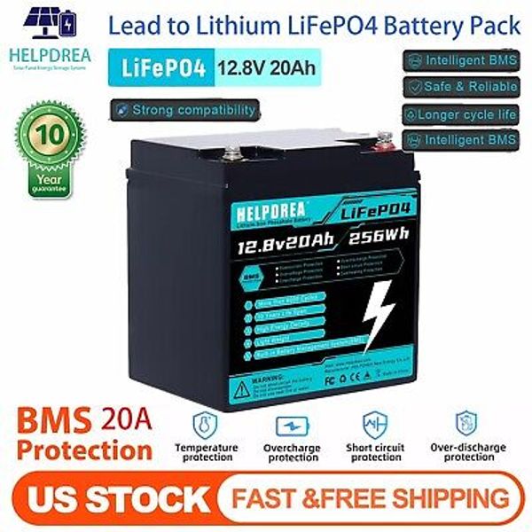 20AH 12V Deep Cycle Lithium Battery LiFePO4 20A BMS for RV Boat Solar Panel Kit