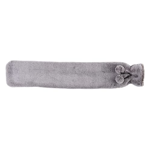 Warmies Hot Water Bottle Marshmallow Grey Fur Fleece Cover, Long Wearable Hot Water Bottle