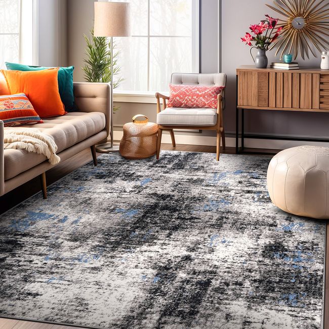 Rugshop 3X5 Area Rug Adare Contemporary Abstract Carpets for Sale Blue Woven Rug