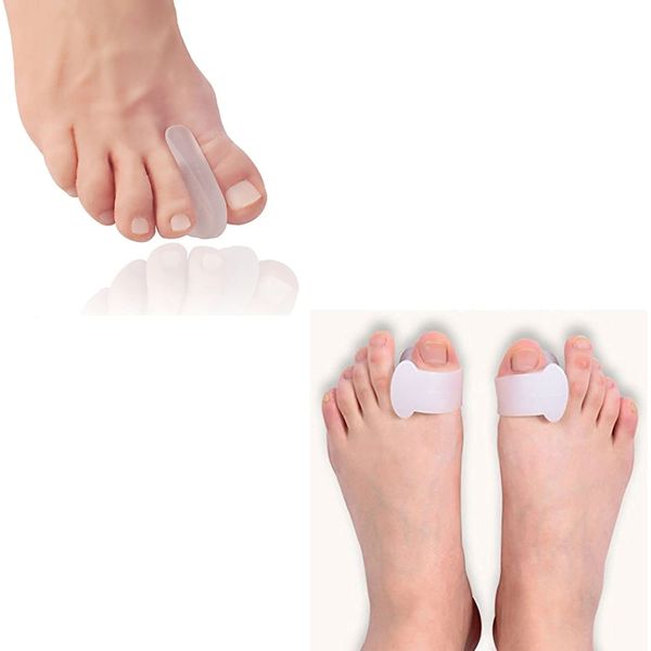 PEDIMEND Silicone Gel Toe Separator/Toe Straightener | Gel Standard Spacer | Relief Foot Bunion | Unisex | Foot Care ((Standard + Fin) 4PCS Toe Separator)