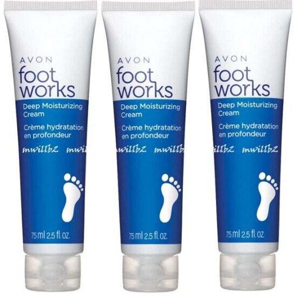 Lot of 3 - Avon Foot Works DEEP MOISTURIZING CREAM 2.5oz each New & Fresh!