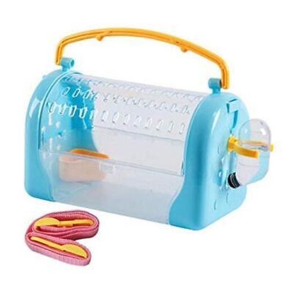 Hamster Cage Travel Carrier Portable Cage with Water Bottle Outgoing Cage Blue