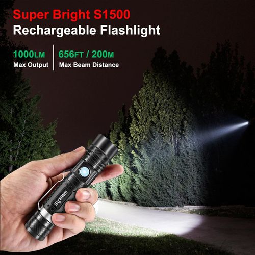 wowlite Flashlight Rechargeable, Super Bright Pocket LED Flashlights with 4 Modes, Zoomable High Lumens Small Flash Light for Home Emergency, Gifts for Camping Essentials Camper Gear (Black)