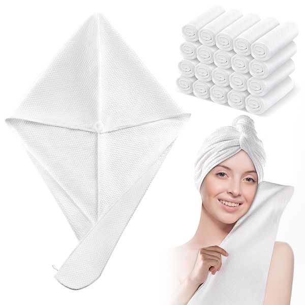 20 Pcs Microfiber Hair Towel Wrap for Women - Quick Dry Towels - Head Turbans Disposable Towels Wraps 10 Seconds Fast Drying Non-Drip, Clean and Hygienic, Travel Home Easy to Use