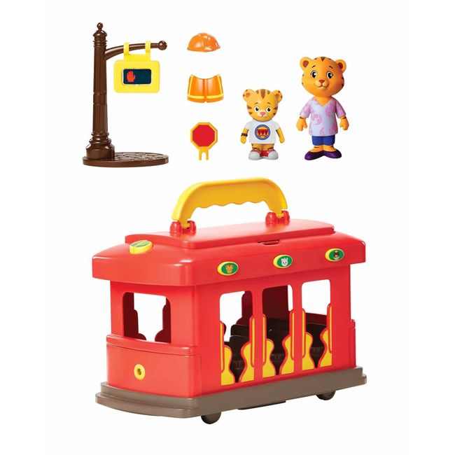 Daniel Tiger's Neighborhood Deluxe Electronic Trolley Vehicle with 2 Songs, 12 Phrases, Sounds & Light! Daniel & Mom Tiger Figures Included, For Ages 3+