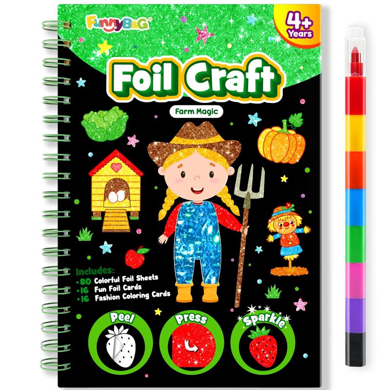FUNNYB&G Foil Craft Activity for Kids: Foil Art Farm DIY Toy Kit, No ...