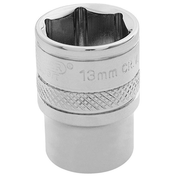 Draper 32633 1/4" Square Drive Polished Chrome Metric Socket, 13 mm Size