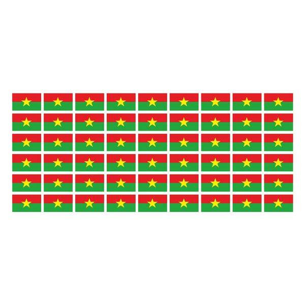 Mini Fahnen - Flaggen Set glatt - 20x12mm - selbstklebender Aufkleber - Burkina Faso - Sticker fürs Büro, Schule und zu Hause - 54 Stück