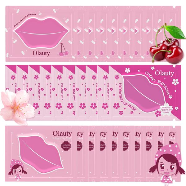 30 Pieces Lip Masks, Overnight Collagen Crystal Strawberry Lip Care Gel Masks,Reducing Chapped, Anti-Aging Lip Patches,Moisturizing Lip Sleeping Mask for Plump&Sexy Lips,Pink