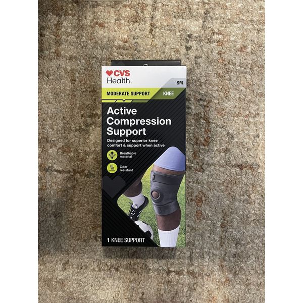 CVS Health Active Compression Knee Support Breathable Material Size SM