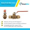 SharkBite 22222-0000LF Brass Push Ball Valves, 1/2