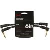 Fender Deluxe BLACK TWEED Electric Guitar Patch Cables, Right Angle, 2-Pack, 6"