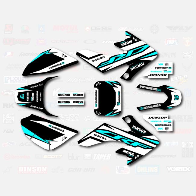 Black & Cyan Shift Graphic Kit fit Honda 04-12 CRF50 Shroud Decal CRF 50 pitbike