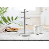 Daewoo Sienna Collection Mug Tree, Free Standing 6 Cup Holder With Sturdy Base, Grey