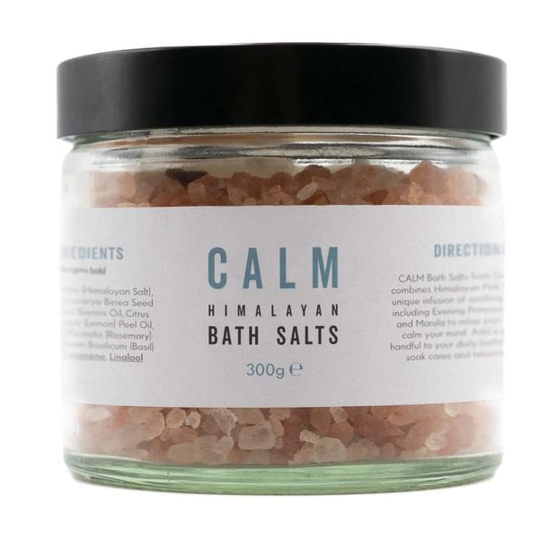 Grass & Co. CALM 300g Himalayan Bath Salts in Glass Jar with Lemon, Rosemary and Basil