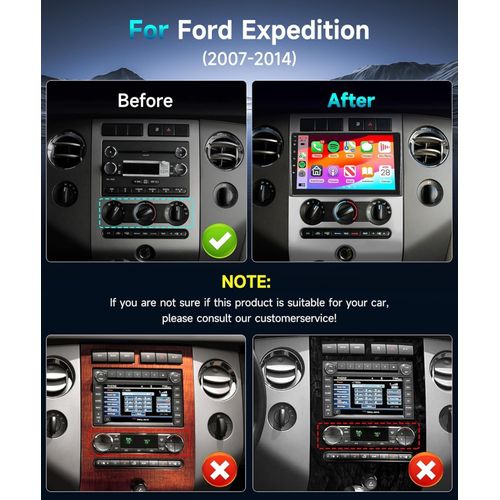 𝟰𝗚 𝟲𝟰𝗚 Upgrade Car Stereo for Ford Expedition 2007-2014 Manual A/C Radio,9inch 1280X720P IPS Touch Screen/Wireless Carplay/AI DSP 32EQ/Android Auto/5.0 Bluetooth/WiFi/FM RDS/AHD Backup Camera