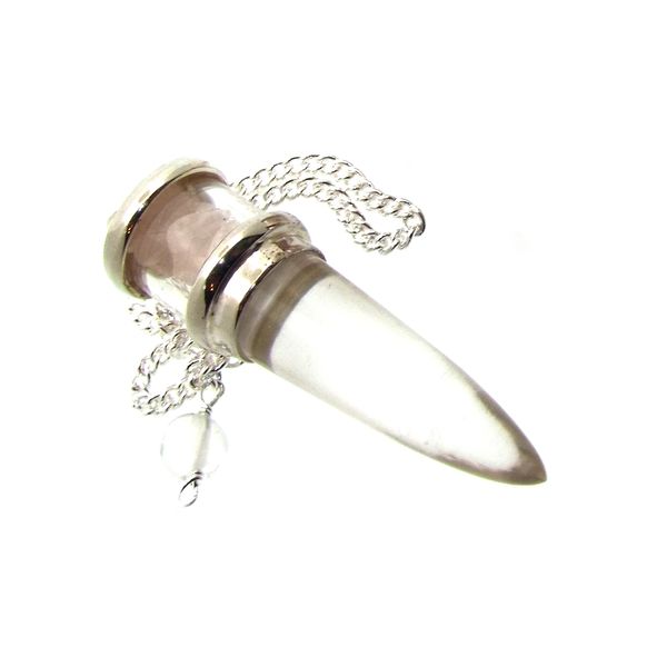 Rose Quartz and Quartz Gemstone Vial Capsule Pendulum