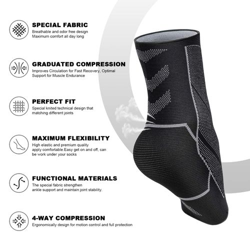 ACWOO Neuropathy Socks, Pack of 2 Neuropathy Ankle Brace for Men and Women, Ankle Orthopaedic Compression Socks, Plantar Fasciitis Socks, Metatarsal Support for Sports, Football, Fitness (L)