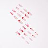 Bufenia French Coffin False Nails Flash Gradient Nude Pink Press on Nails Glitter Heart Rhinestones Ballerina Fake Nails Glossy Acrylic Nails for Women and Girls 24Pcs (Red Heart)