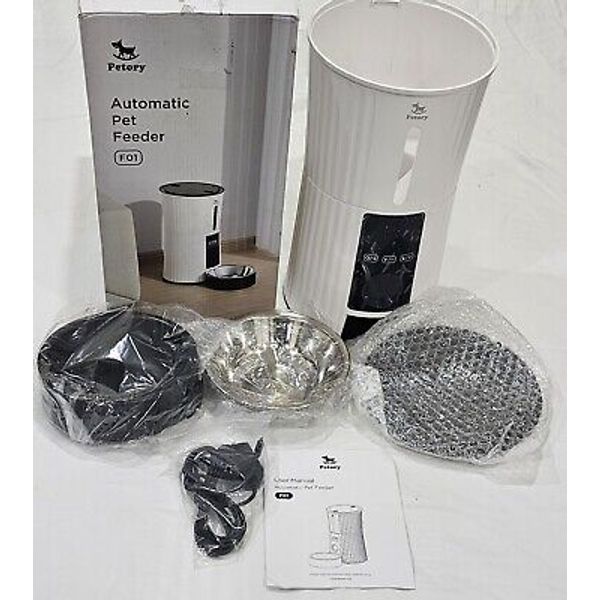 Petory F01 White/Black Touch Screen Slow Feed Mode Automatic Pet Feeder 4L