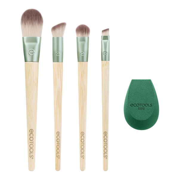 EcoTools Limited Edition Dash of Glow Kit, Makeup Brush & Makeup Sponge Kit, For Foundation & Eyesahdow, Eco-Friendly Makeup Tools, Cruelty-Free, 5 Piece Gift Set