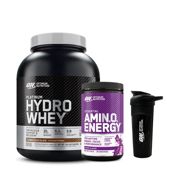 [+Shaker] Optimum Nutrition Hydro Whey 1.64kg Choco + Amino Energy 270g Grape