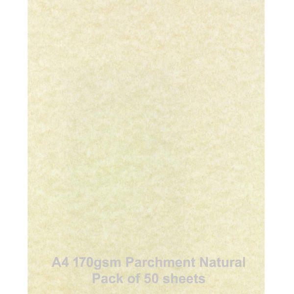 A4 170gsm Parchment Paper Natural Pack of 50 Sheets by ARK