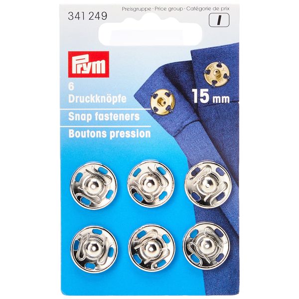 Prym Silver Brass Fasteners, 0.59"