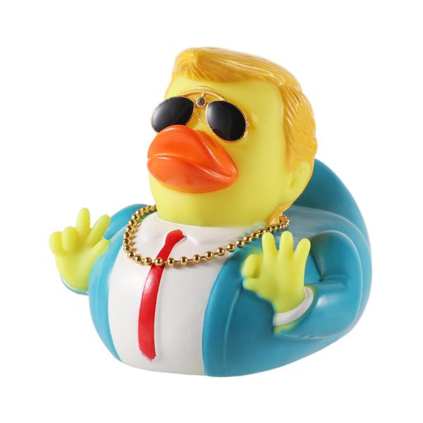 Trump Rubber Squeak, 3.94x3.45in Funny Trump Rubber Squeak Bathtub Toys Trump Bath Duck Rubber Bath Toys for Baby Shower Time Car Decoration(Big Gold Necklace Style)