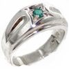 Luxurious Solid Sterling Silver Natural Emerald Mens Unisex Solitaire Ring - Size J 1/2