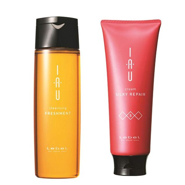 Lebel IAU Cleansing Freshment Hair Shampoo 200ml & Lebel IAU Silky Repair Hair Treatment 200ml Set (Green Tea Set)