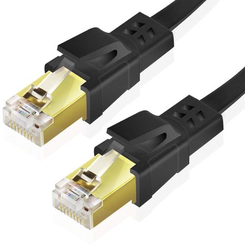 Ankuly Category 8 LAN Cable, Ultra Flat, 40 Gbps / 2,000 MHz, Soft SFTP Shielded Ethernet Cable, For Office Server, Commercial Use, Outdoor, CAT8 Compliant, Wired Connection, 16.4 ft (5 m), Black
