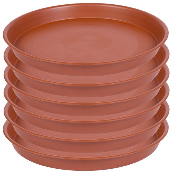 Bleuhome 6 Pack of 6 inch Plant Saucer, 4 6 8 10 12 14 16 inch Plant Saucers, Heavy Duty Plastic Plant Water Tray, Planter Drip Trays for Pot, Flower Saucers for Indoors (6 inch, Terracotta)