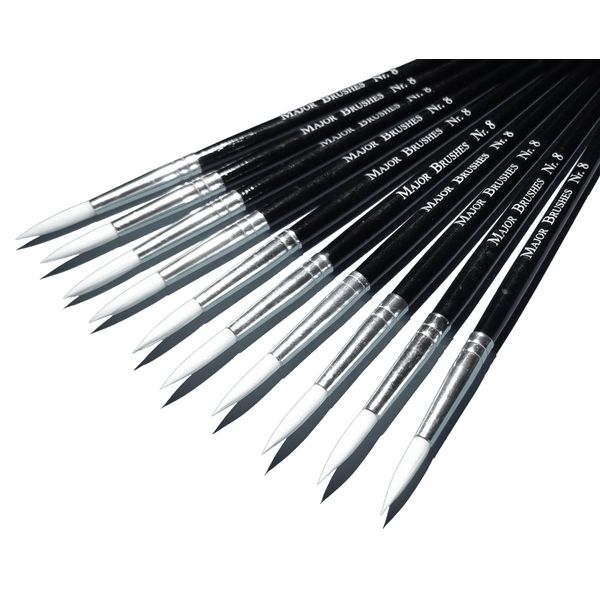 Major Brushes Sable Substitute Size 8 Paint Brushes - Pack of 10