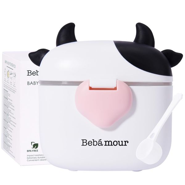 Bebamour Baby Formula Dispenser Portable Travel Milk Powder Formula Container Candy Fruit Snack Storage Container with Scoop and Leveller, BPA Free (Black)