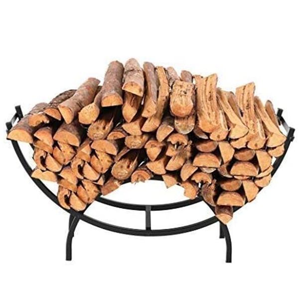 40 Inch Firewood Rack Heavy Duty Large Curved Indoor/Outdoor Firewood Log Hoop