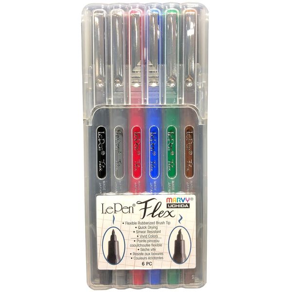 Uchida LePen Flex Set, 6 Stück, Primärfarben, Mehrfarbig
