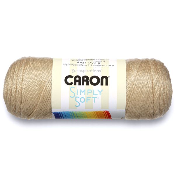 Caron Simply Soft Solids Yarn (4) Medium Gauge 100% Acrylic - 6 oz - Bone- Machine Wash & Dry (H970039703)