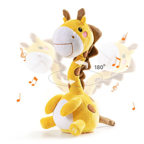 TUMAMA Dancing Talking Giraffe Toy, Mimicking Twisting Electronic Soft Plush Giraffe Toy with Record & Repeating What You Say, Singing Interactive Baby Toy for Toddler Boys Girls Gifts