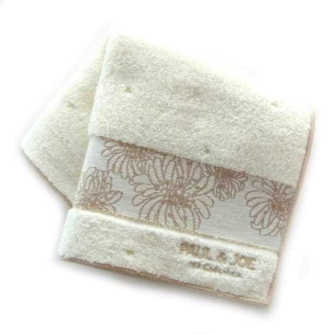 Paul & Joe 107105-0205-20 Women's Towel Handkerchief (Ivory/100% Cotton, 9.8 inches (25 cm), Handkerchief Towel, Floral Pattern, Ivory